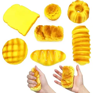 7 Pcs Bread Squishies Slow Rising Soft Squeeze,Simulation Toast Croissant French Challah Butter Shape,Stress Anxiety Relief Sensory Fidget,Birthday Christmas Easter Gifts