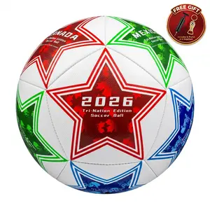 Tri-Nation Stars Ball, High-Durability Soccer Ball Size 5 - 2026 North American Tournament Commemorative Football - Tri-Nation Design, Professional Football Training Equipment for Youth & Adults, Ideal for Indoor & Outdoor Ball Sports, #summerwins