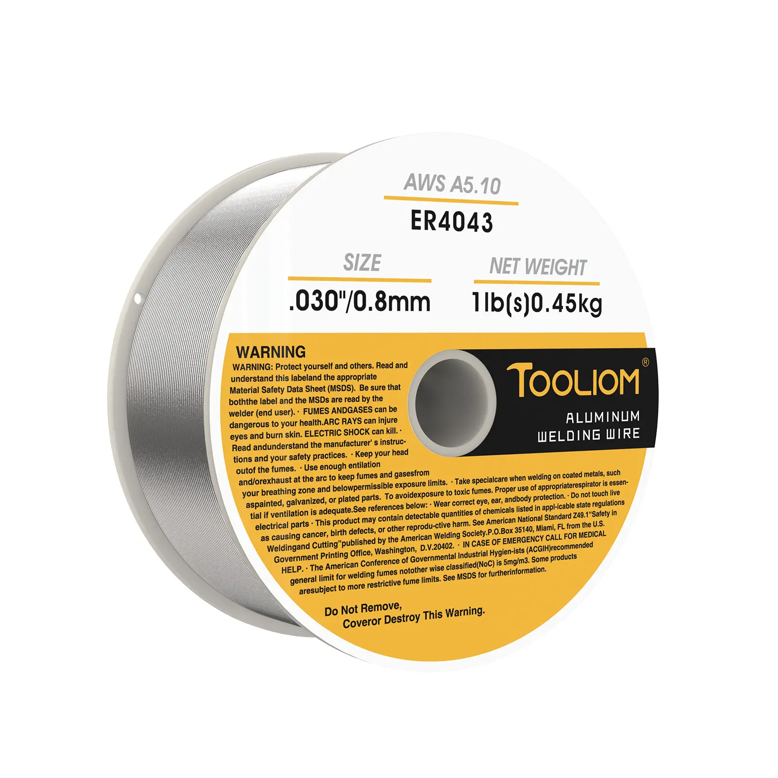 TOOLIOM ER4043 Silicon Aluminum Welding Wire (1LB .030"/.035") - Solid MIG Wire for 3003, 5052 & 6061 Aluminum Alloys – Bright Finish, Smooth Arc & Low Spatter