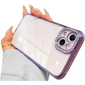 Clear Sparkly Phone Case Compatible with iPhone 17/16 Series Plus 11 12 13 14 15 Pro Max Luxury Glitter Bling Diamond Electro Plated Soft Shockproof Cover Full Body Protective Case