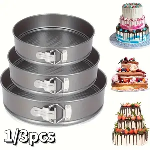 Lockable Base Detachable Spring Cake Mold Set, High-Quality Carbon Steel Non-Stick Round Cheese Cake Pan, Ideal for Baking Cheesecake, Pizza, Pancakes