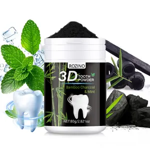 ROZINO Bamboo Charcoal & Mint 3D Tooth Powder 80g - Removes Stains Fights Tartar Freshens Breath Tasteless Odorless Oral Care Formula