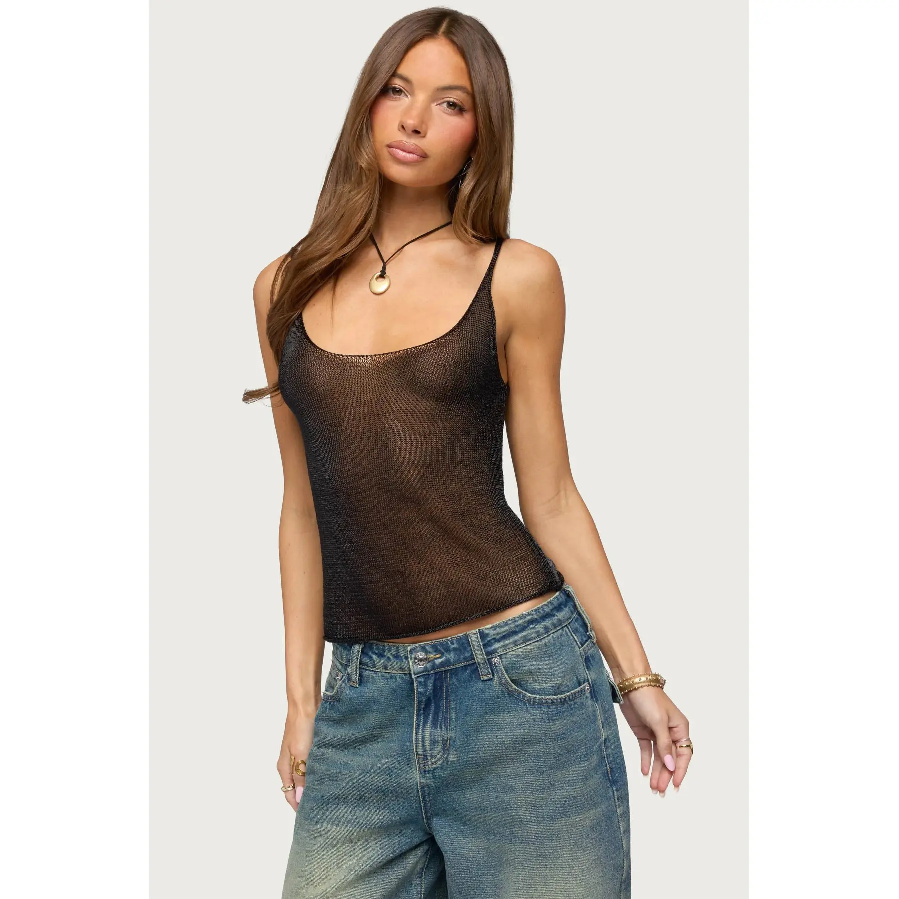 Meena Shiny Knit Tank Top