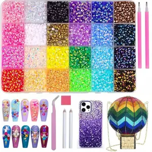 20,000 Pcs/box 24-Color 3mm Crystal Bead Decorations, DIY Manicure, Diamond Art, Phone Cases, Cosmetic Products, Flat-Backed Resin Gemstones