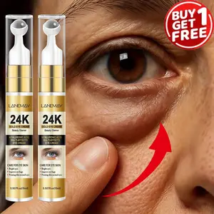 24k Golden Eye Cream 2pcs ,with Hyaluronic Acid, Multi-Effect Eye Care, Reduces Puffiness, Tightens and Lifts, Nourishes Skin, Smooths Out Fine Lines