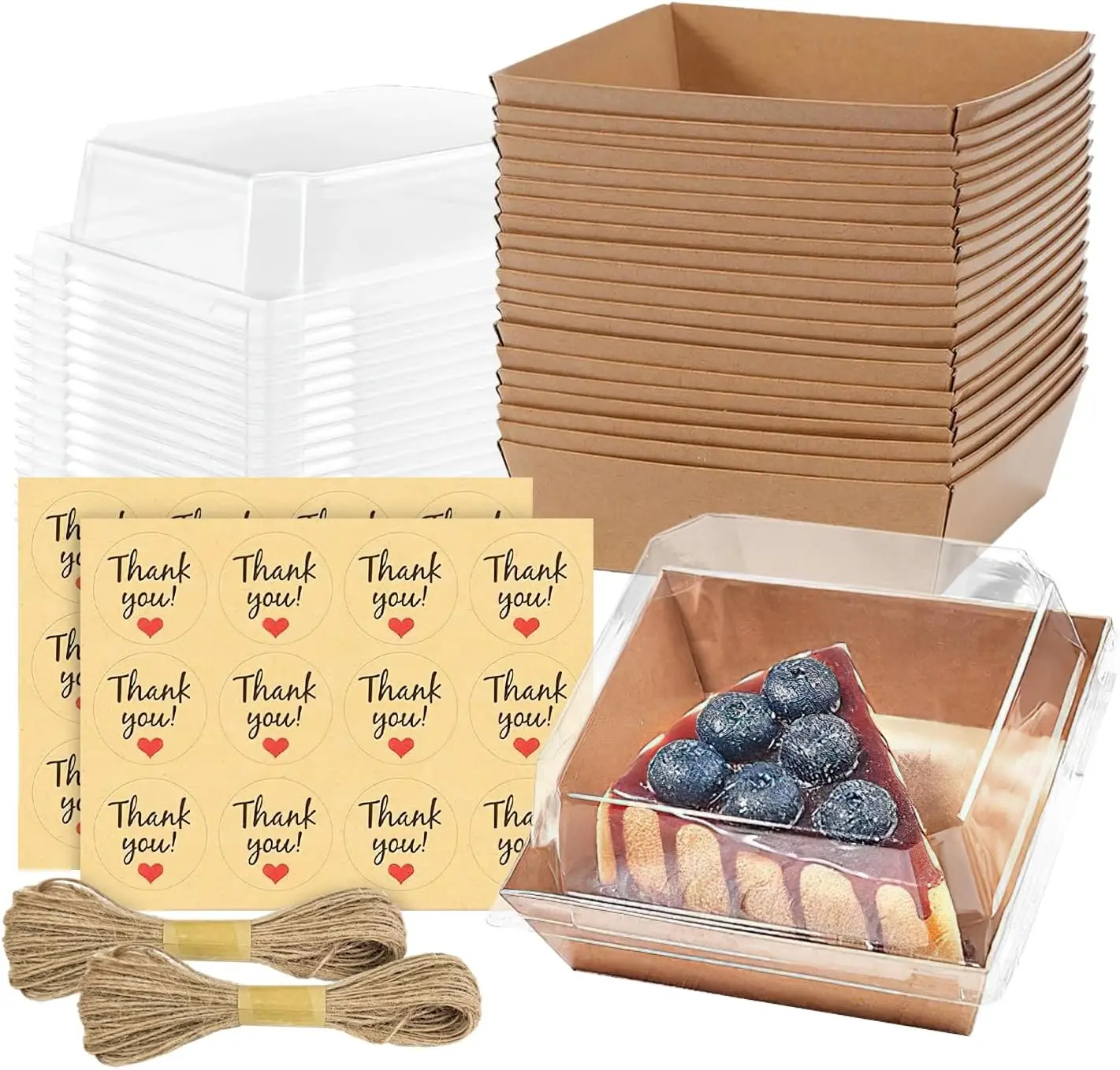 20 Pack Charcuterie Boxes with Clear , 7 Inches Brown Large Square To Go Paper Bakery Dessert  Boxes, Disposable  Containers for Sandwich Cookie Brownie Slice Cake Strawberry Snack