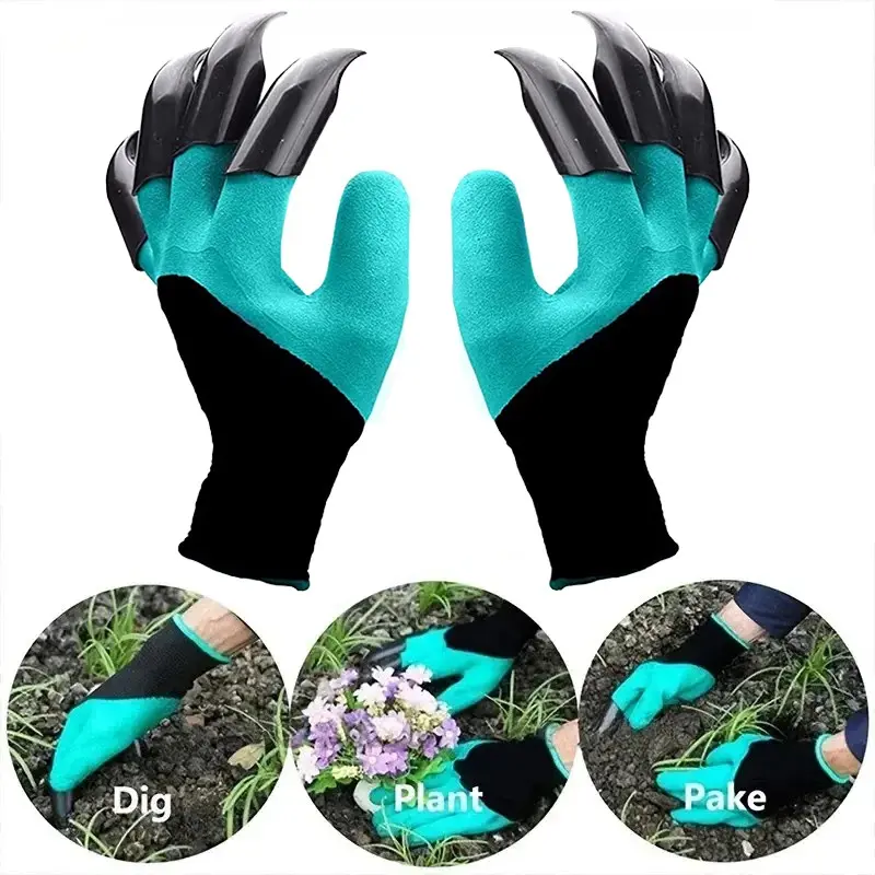 1 pair of claw gardening gloves for excavators and planting, breathable waterproof rubber gloves, weeding durable dirt work gloves, suitable for outdoor dry agricultural work, special vegetable planting, weeding and digging gardening tools