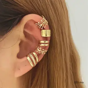 Gold Ear Cuffs for Women Trendy No Piercing Fake Cartilage Earring Set Butterfly Star Moon Tassel Chain Wrap Jewelry Girls Boho Punk Club Party Wear