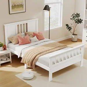 Sweetcrispy Twin Fit Metal Platform Bed Frame with Headboard & Footboard, 700lbs Load Wooden Slats Support, Noise-Free, Easy Setup Mattress Foundation No Box Spring Needed