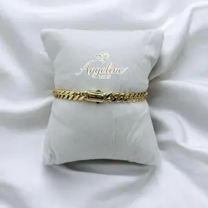 #1226 Pulsera cubano Mónaco 6mm Laminado 14k capa Oro Real Alta Calidad Uso Diario