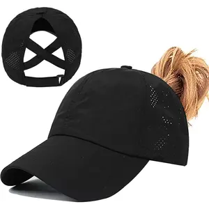 Women's Quick Dry Ponytail Baseball Cap - Adjustable Criss Cross High Bun Trucker Hat, Stylish Sports Cap for Active Lifestyle & Outdoor Adventures