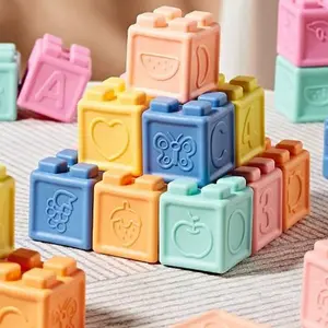 Soft Rubber Building Blocks Set, Colorful Stacking and Nesting Toys, Early Education, Grip Training, Hand-Eye Coordination, Ages 3+