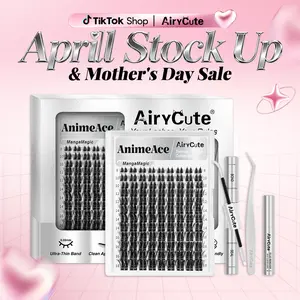 AnimeAce | AiryCute MangaMagic Collection | Upgrade U Lashes with Ultra-Dense, Waterproof, Long-Lasting Lashes | Fashion Wet Look | Beginner Friendly DIY Lashes For a Flawless, Voluminous Look | Trendy & Must-Have Clusters