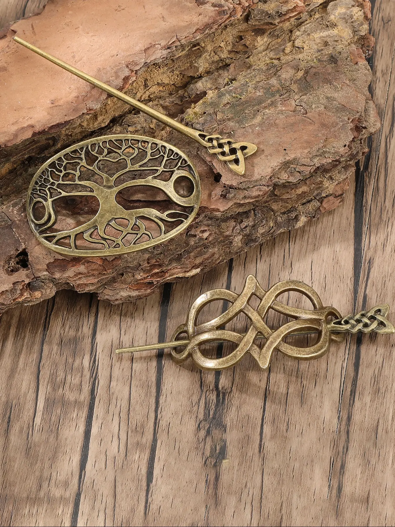 2pc Vintage Viking Tree of Life Fashion Hairpins, Celtic Knot Design, Gothic Party Accessories, Valentine's Day Gift, Mother's Day Gift, Flat Hair Clips, Hair Decor