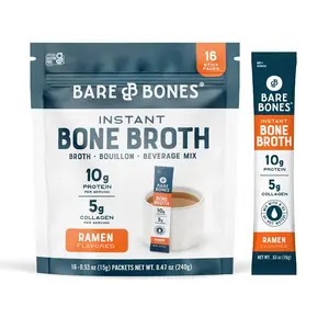 Bare Bones Ramen Bone Broth Instant Powdered Mix Packets | 5g Collagen | 10g Protein | Keto & Paleo Friendly | No Artificial Flavors | Non-GMO, Gluten-Free, Dairy-Free Rich Savory on-the-go 16 Pack