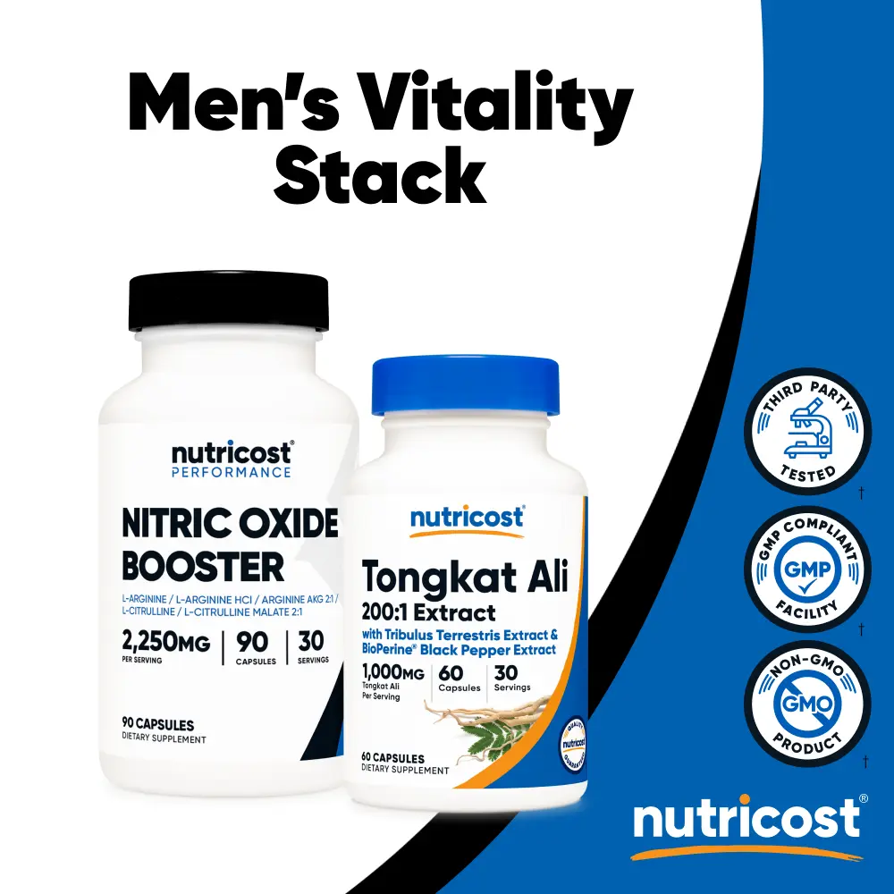 Men's Vitality Stack - Nitric Oxide Booster & Tongkat Ali Capsules - Men's Vitality Stack - Nitric Oxide Booster & Tongkat Ali Capsules -