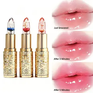 Petals Flowers Jelly Color Changing Lip Balm, Jelly Flower Crystal Lipstick Set, Moisturizing Glossy Hypoallergenic Temperature-Changing Tinted Lip Balm, Magic Color Changing Lip Gloss for All Skin Types Including Sensitive Skin, Sensitive