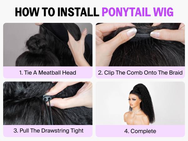 [3 IN 1 HALF WIG] Megalook Affordable Seamless Kinky Curly Half Wig Glueless Human Hair Wigs Flip Over Wig Beginner Friendly Easy Wear Go Quick Weave Hair