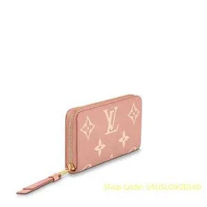 Women's Slim Pocket-Fit Pink Embossed Logo Small Zipper Coin Wallet, Collectible Pinback Accessory for Compact Storage
