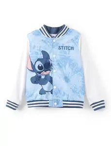 Disney Stitch & Angel Baseball Jackets Color-Block Lightweight Classic Snap Button Sweatshirts for Kids Sizes 6-14 Years