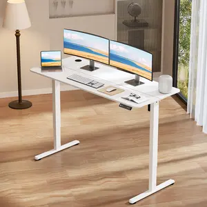 VVENACE Electric Standing Desk 55"x24" Height Adjustable Sit Stand Desk with 3 Memory Presets & Anti-Collision System for Home Office White