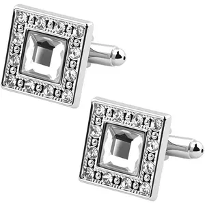 Tuxedo Shirt Studs  Cufflinks for Men Rhinestone Cuff Links Square Cufflinks for Men  Cuff Links Mens formal Dress Shirt Studs for Wedding Business Prom Party