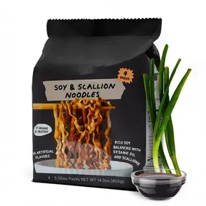 Soy & Scallion Instant Ramen Noodles, Restaurant Style, 10g Protein, Vegan, Rich Umami Sauce, 4 Pack