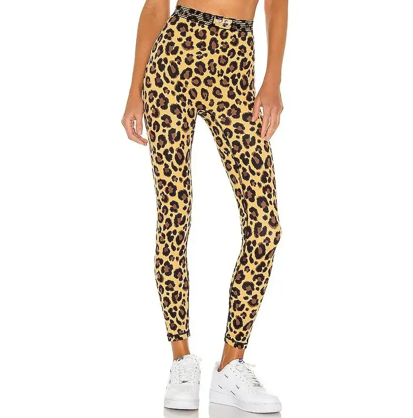 Leopard Print Women Leggings, High Waist Stretch Yoga Pants, Casual Fitness Workout Leggings