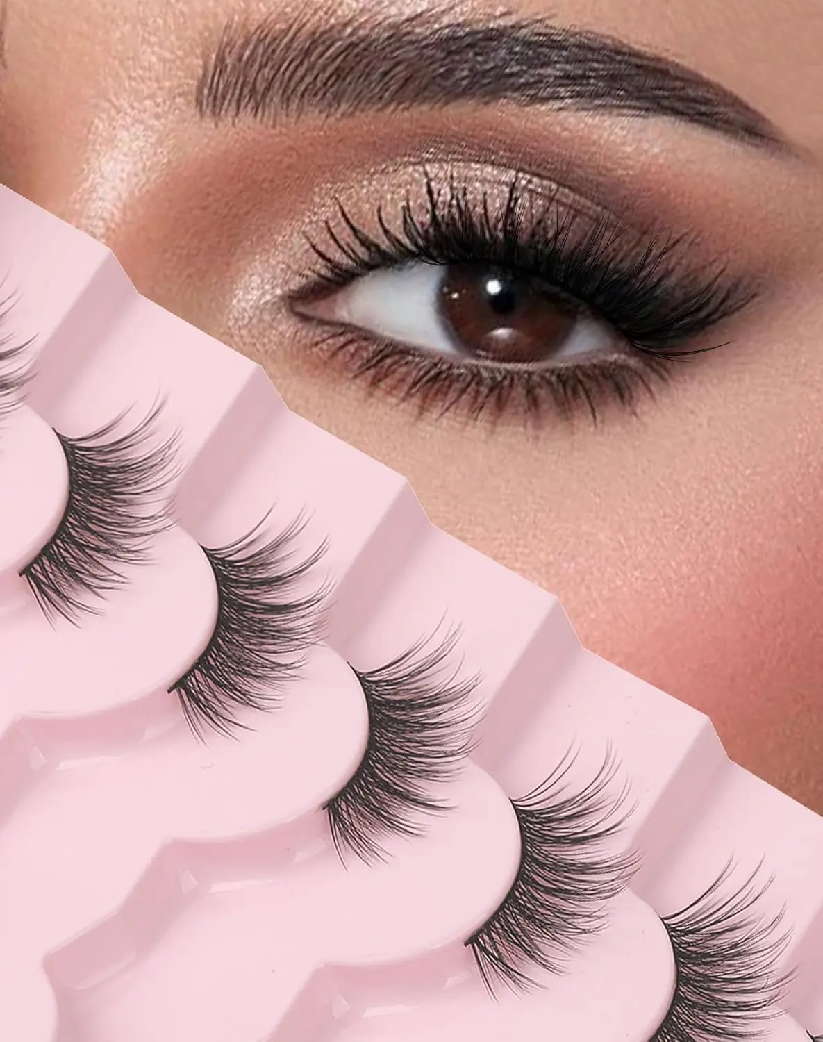 Natural Half False Eyelashes, Wispy Cat Eye Corner Lashes, Soft 3/4 Strip Lashes With Lightweight Band, Reusable Everyday Makeup For Natural Eye Enhancement