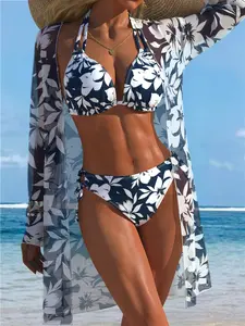 Women's Fashion Split Three-Piece Swimsuit, Stylish Swimwear Set, Perfect for Beach & Pool, Comfortable & Trendy Design, Summer Beach Swimsuit