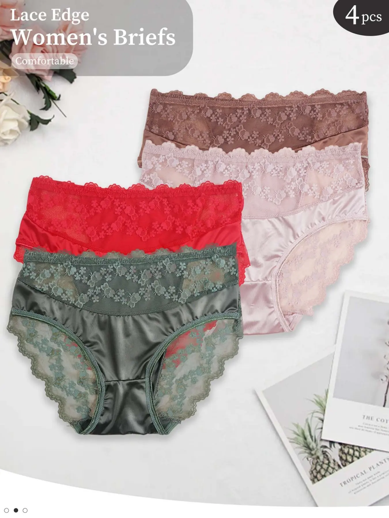 Women's Sexy Lace Panties, Soft Cheeky Briefs, Mid Waist Slim Fit, All Seasons, Maternity & Postpartum Gift, Ootd Trend