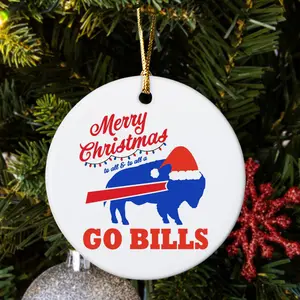 Go Bills Christmas Ceramic Ornament - Christmas Tree Decorations, Christmas Gift, Buffalo Footbal Xmas Home Decor, Bills Mafia