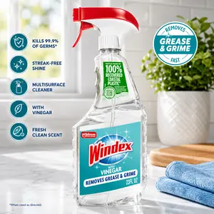 Windex Vinegar Glass and Surface Cleaner Spray Bottle, Packaging Designed to Prevent Leakage and Breaking, Surface Cleaning Spray, 23 Fl Oz