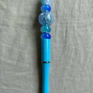 Blue Bead Pen with Vibrant Blue Beads and Sparkling Design for Writing and Crafting