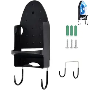 Wall Mount Iron and Ironing Board Organizer Laundry Room Storage Fits Smaller Irons Easy Assembly Black