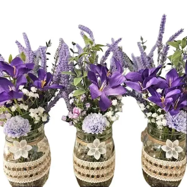 Elegant Warm Purple & Lavender Floral Centerpiece - Handmade Gift for Wedding and Event Decor