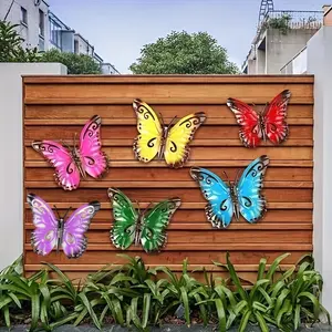 Spring Whisper Butterflies - 5pcs Colorful Metal Decor Garden Sculptures Statues to Brighten Any Wall, Fence & Garden
