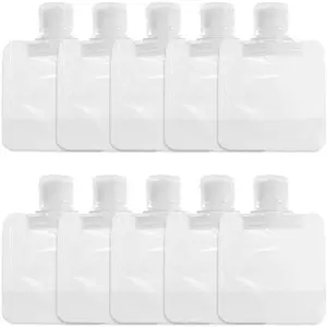 30Pcs Transparent Portable Fluid Packing Bags,New Travel Size Refillable Empty Squeeze Pouch, Premium Clear Travel Pouches for Toiletry, Lotion Shampoo Shower Gel Squeezable Bags (30ml)