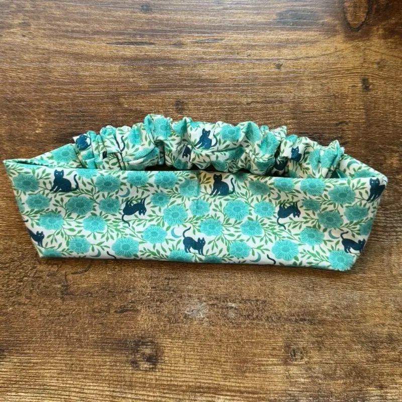 Turquoise Floral Cat Fabric Headband