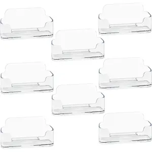 8 Pack  Business Card Holder for Desk, Clear Plastic Business Cards Display Holders Stand, Fits 30-50 Business Cards