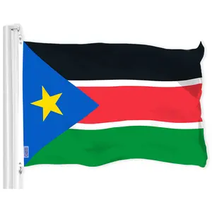 G128 South Sudan South Sudanese Flag | 3x5 Ft | LiteWeave Pro Series Printed 150D Polyester | Country Flag, Indoor/Outdoor, Vibrant Colors, Brass Grommets, Thicker and More Durable Than 100D 75D Poly