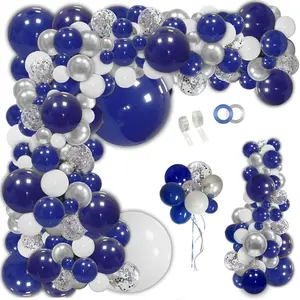 148 count Navy Blue  Balloons Garland Kit, Royal Blue  White Confetti Balloon Arch for Birthday Decoration 2024Graduation Party Wedding  Shower