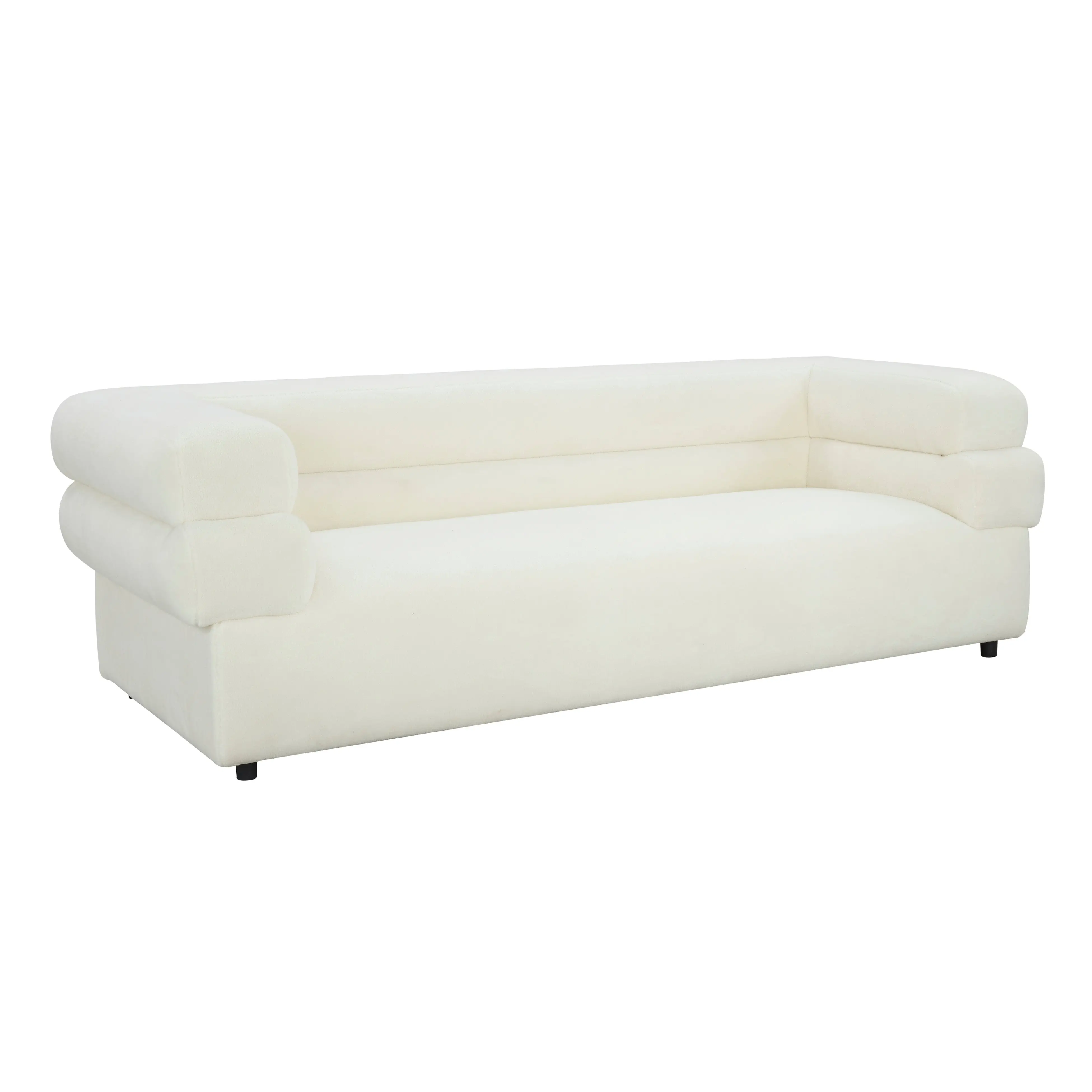 Inspire Me! Home Decor ELSA Cream Vegan Shearling Sofa, Handmade by Skilled Furniture Artisans