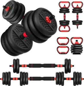 Adjustable Dumbbell, 20/30/40/60/80lbs Dumbbells Set, 4-in-1 Free Weights for Women/Men Workout Equipment  as Barbell/Kettlebells/Push up Stand for  Gym
