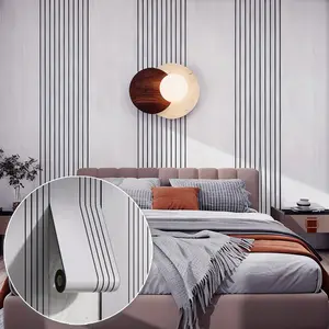 3D Realistic Striped Self-Adhesive Wall Panels, Thick Hard Wood Grain Wallpaper, PVC Waterproof Scratch Resistant, Home Decoration Living Room