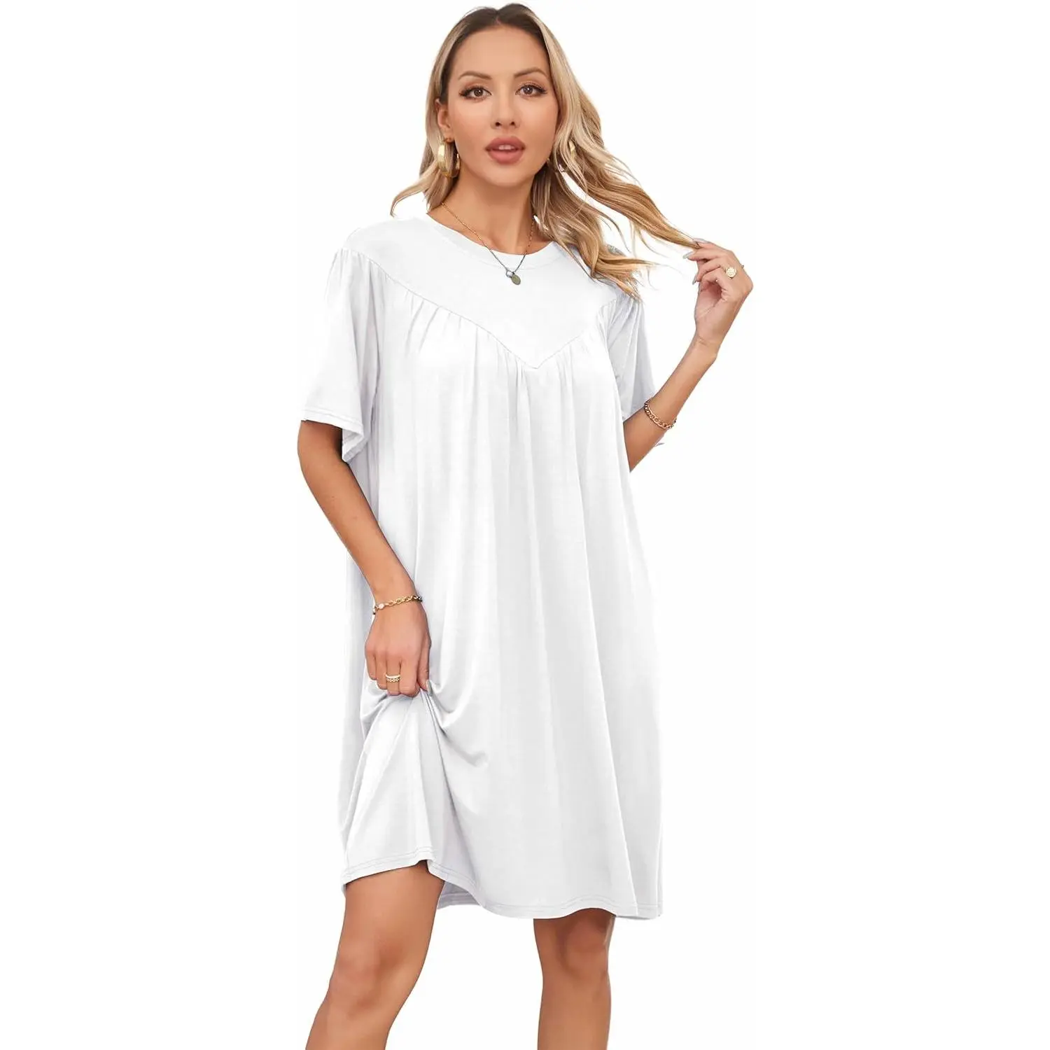Nightgowns for Women Soft House Dresses Sleepshirts Short Sleeve Sleepwear Pleated Night Dress Moo Moo Dress - TikTok Shop Nightgowns for Women Soft House Dresses Sleepshirts Short Sleeve Sleepwear Pleated Night Dress Moo Moo Dress - TikTok Shop