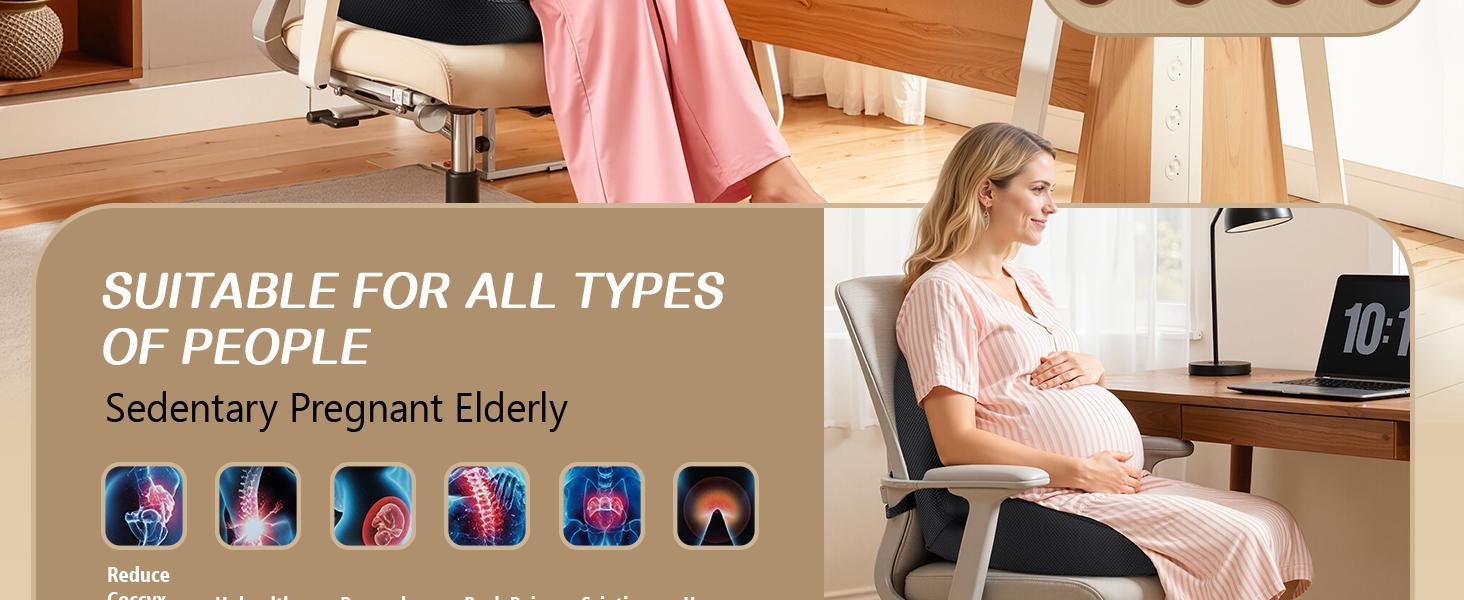 Benazcap Memory Foam Seat Cushion with Lumbar Support Pillow for Office Chair, Car & Gaming Seat, Wheelchair, Ergonomic Design for Sciatica & Tailbone Pressure Relief