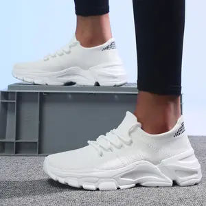 Men's Fashionable Lace-up Low Top Slip on Sneakers, Casual Comfortable Ankle Socks Shoes, Knit Breathable Sports Running Shoes, Gift for Wife, Girl Friend, Women's Workout Sneakers