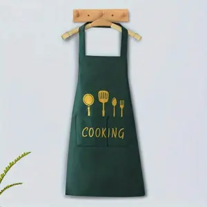 1pc, Cooking Apron, Waterproof And Oil-proof Apron With Pockets, For Coffee Bar, Restaurant, Adjustable Multipurpose Apron, Kitchen Supplies