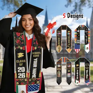 Custom Mexican Graduation Sash, Two Flag Design, Mexico Graduation Stole 2026